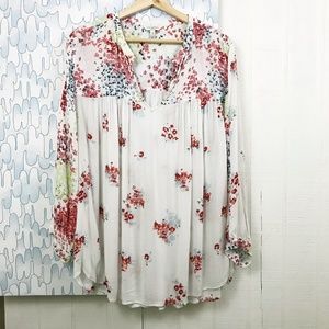 Lucky Brand V-Neck Flowy Floral Peasant Blouse